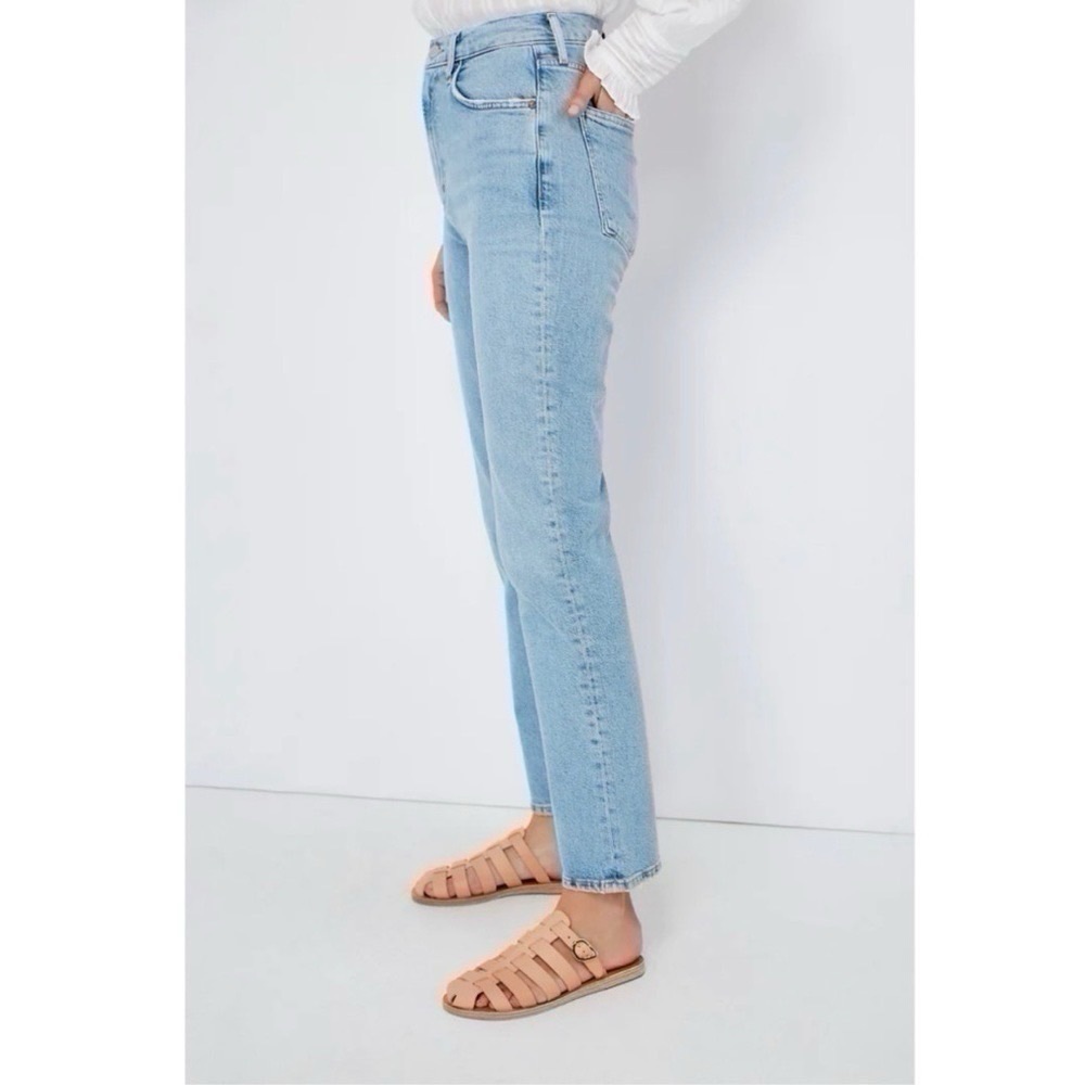 Agolde Lyle Rift Jeans Blue Straight High Rise - Picture 4 of 14